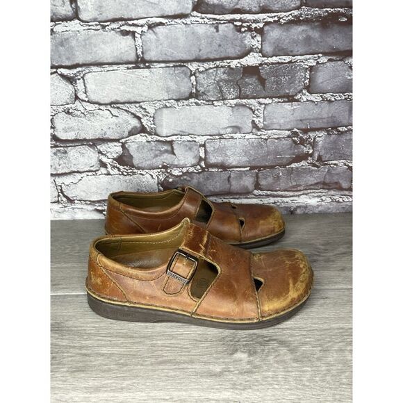 Birkenstock Clog Brown Leather Buckle Strap Clogs Shoes Women Sz 38EU/7.5M US M5 - Picture 13 of 16